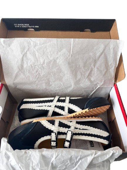 Onitsuka Tiger MEXICO 66 TGRS Mary Jane Ballet Flats - UK Size 5 EU 38 - Black and White