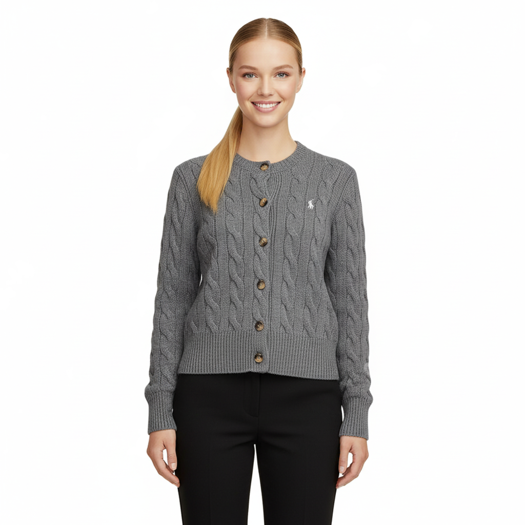 Ralph Lauren Grey Cable-Knit Cardigan
