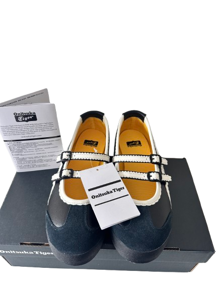 Onitsuka Tiger MEXICO 66 TGRS Mary Jane Ballet Flats - UK Size 5 EU 38 - Black and White
