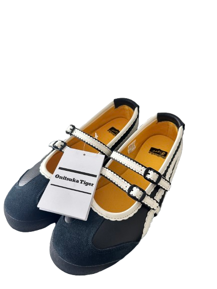 Onitsuka Tiger MEXICO 66 TGRS Mary Jane Ballet Flats - UK Size 5 EU 38 - Black and White