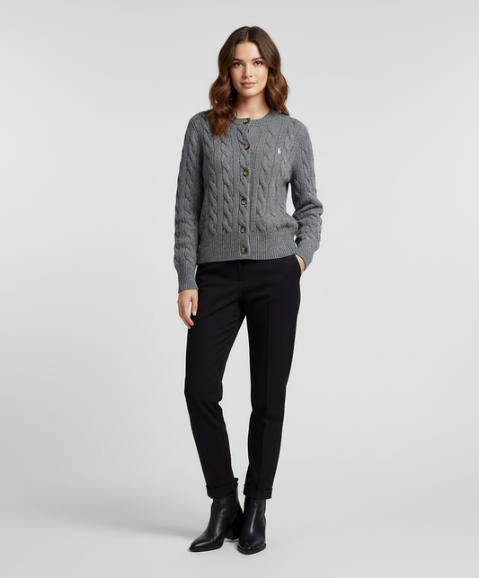 Ralph Lauren Grey Cable-Knit Cardigan